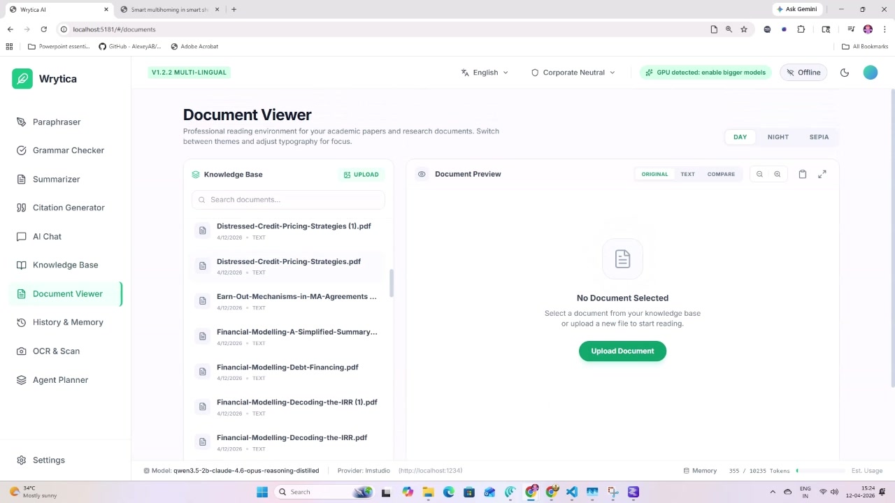 Document Viewer with Day/Night/Sepia themes